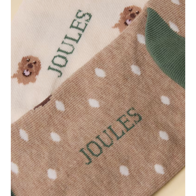 Joules Ladies Everyday 2 Pack Socks - Neutral Spaniel-2