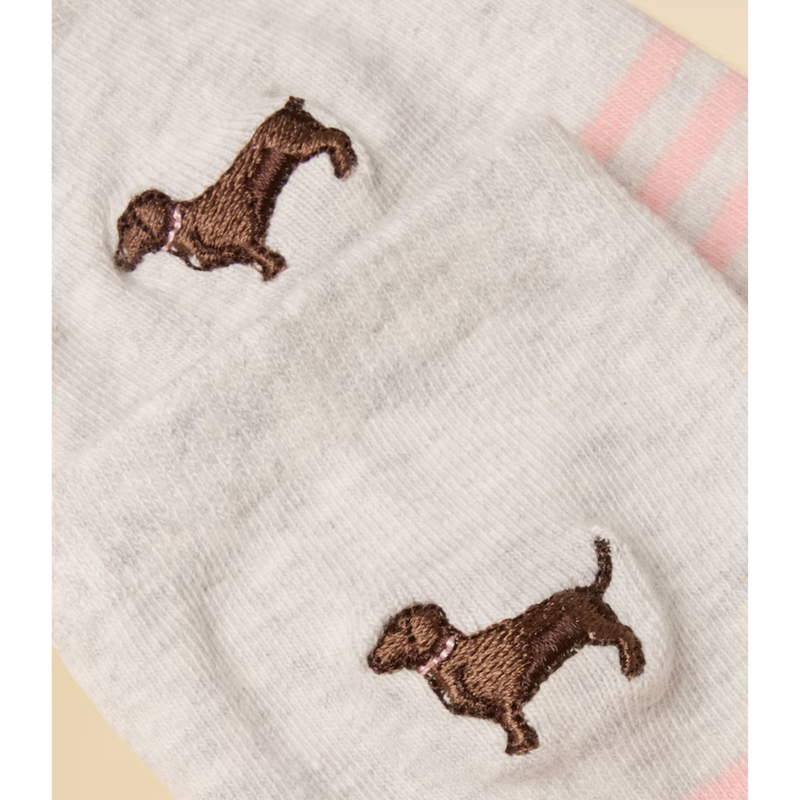 Joules Ladies Everyday 2 Pack Socks - Pink and Grey Dog-2
