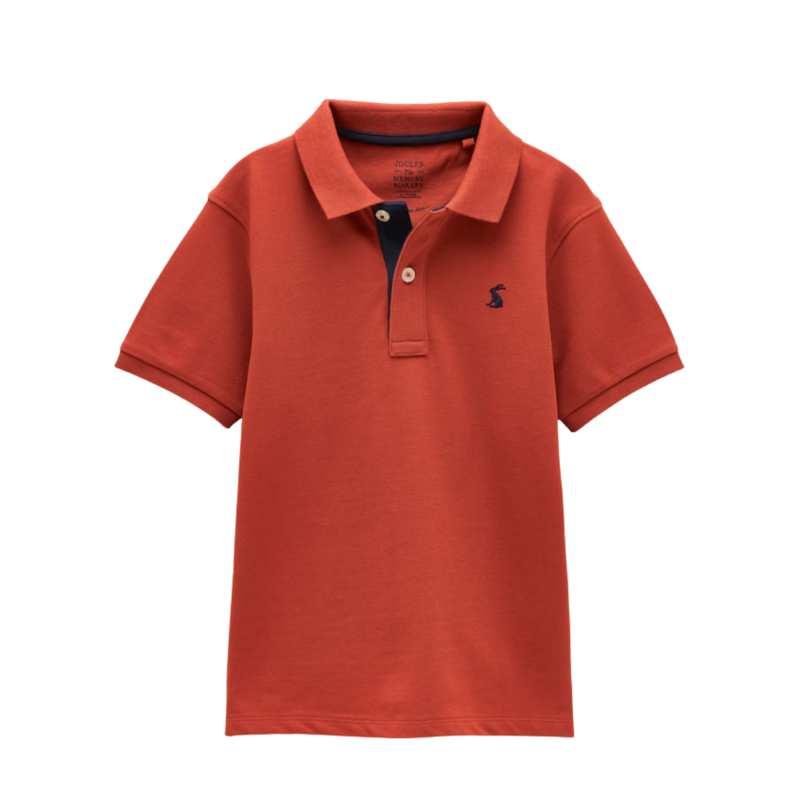 Joules Woody Boy's Short Sleeve Cotton Polo Shirt - Burnt Orange