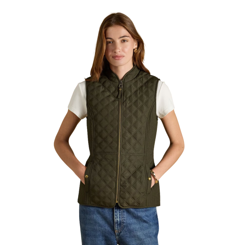 Joules Ladies Minx Showerproof Diamond Quilted Gilet - Rosemary Green
