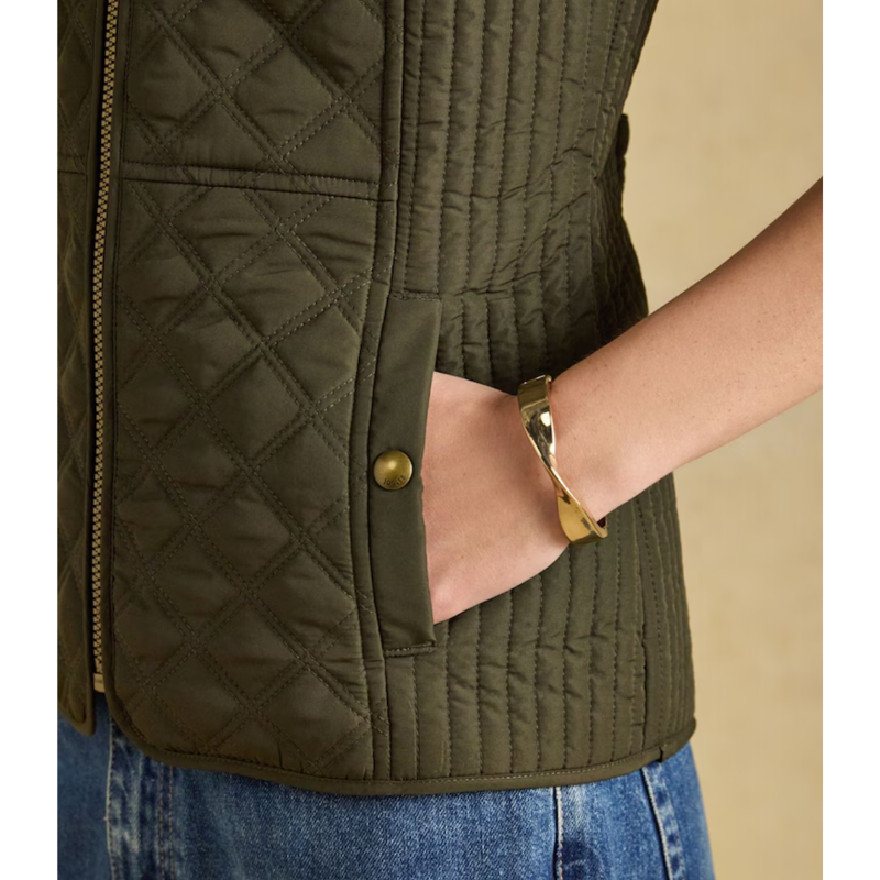 Joules Ladies Minx Showerproof Diamond Quilted Gilet - Rosemary Green-3