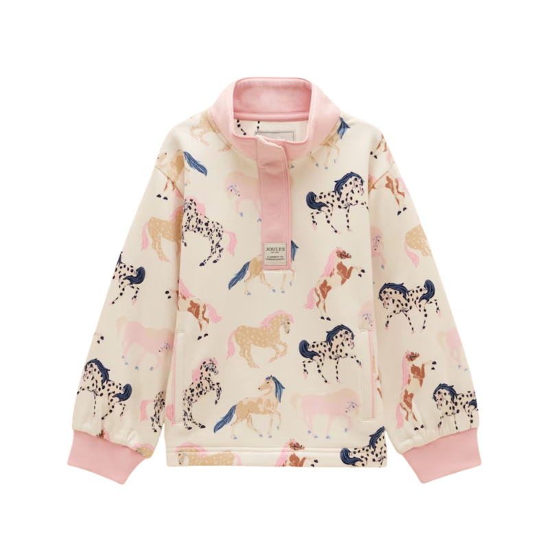 Joules Girls' Burnham Sweatshirt - Cream Horse Print