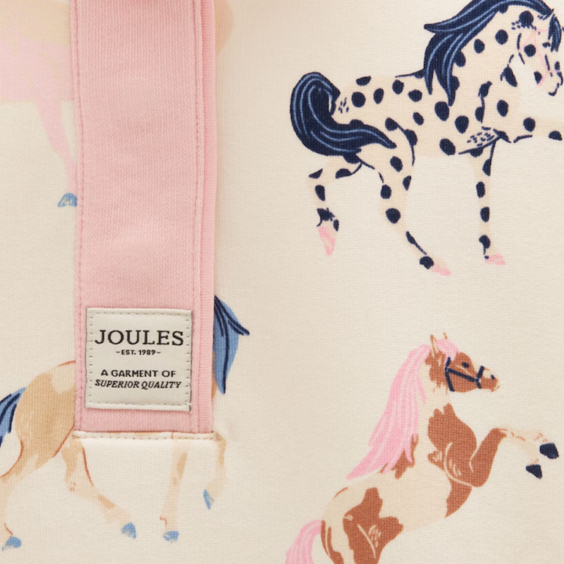 Joules Girls' Burnham Sweatshirt - Cream Horse Print-4