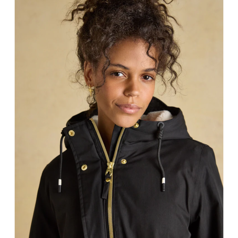 Joules Ladies Portwell Cosy Fleece Lined Raincoat - Black-2