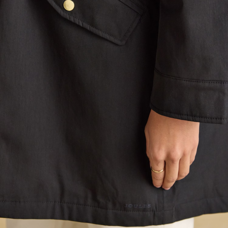 Joules Ladies Portwell Cosy Fleece Lined Raincoat - Black-4