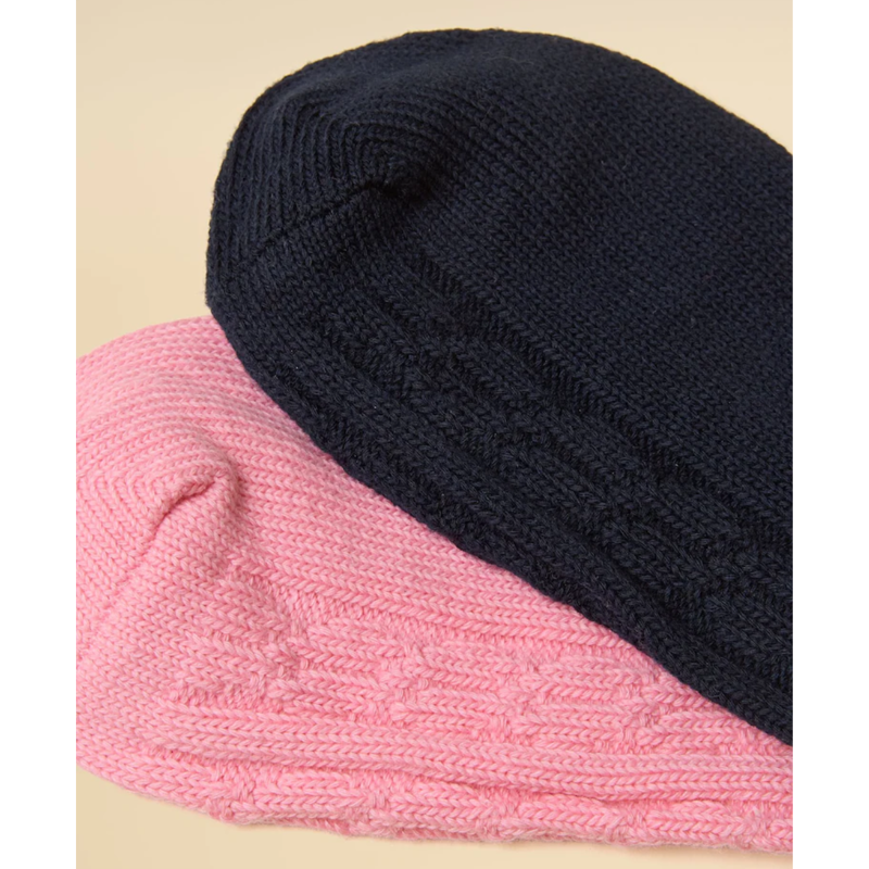 Joules Ladies Cable 2 Pack Socks - Navy and Pink-2