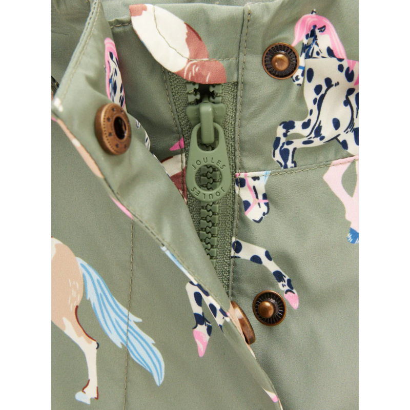 Joules Girls' Rainford Waterproof Coat - Khaki Horse-2