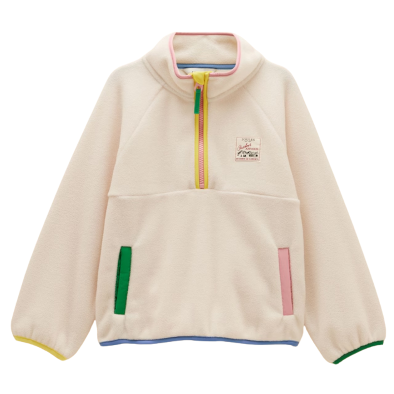 Joules Girls' Breeze Polar Fleece Quarter Zip - Cream Colourblock