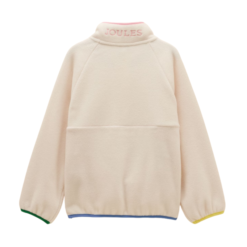 Joules Girls' Breeze Polar Fleece Quarter Zip - Cream Colourblock-1