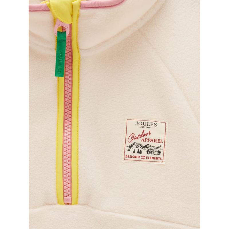 Joules Girls' Breeze Polar Fleece Quarter Zip - Cream Colourblock-2