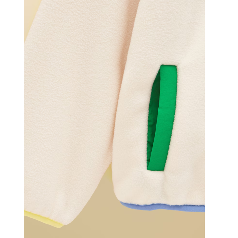 Joules Girls' Breeze Polar Fleece Quarter Zip - Cream Colourblock-3