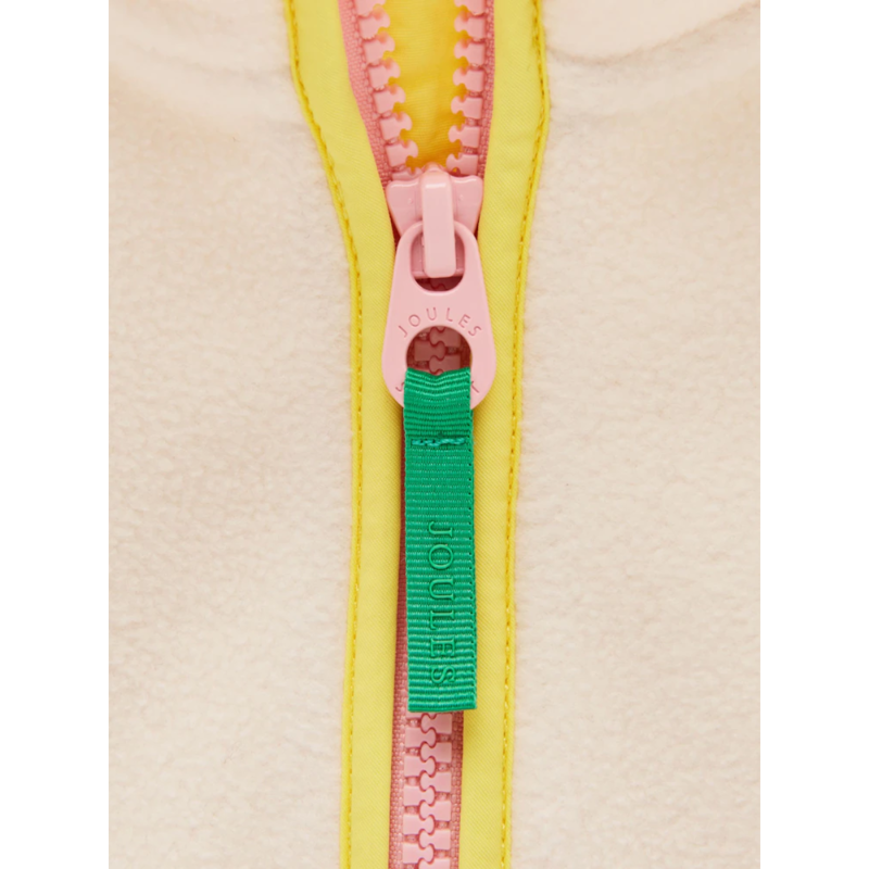 Joules Girls' Breeze Polar Fleece Quarter Zip - Cream Colourblock-5