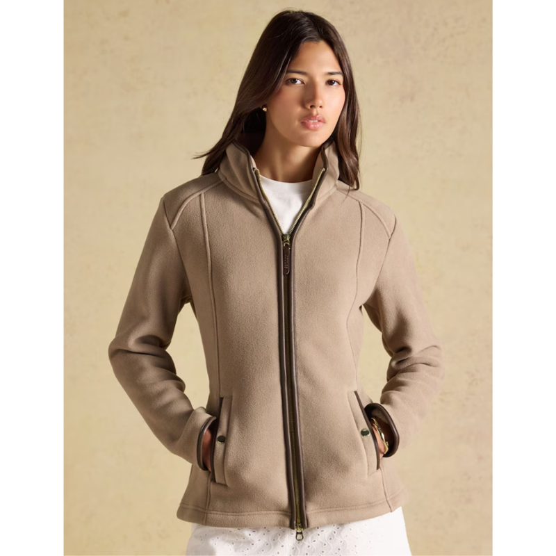 Joules Ladies Heritage Full Zip Fleece - Mink Brown-1