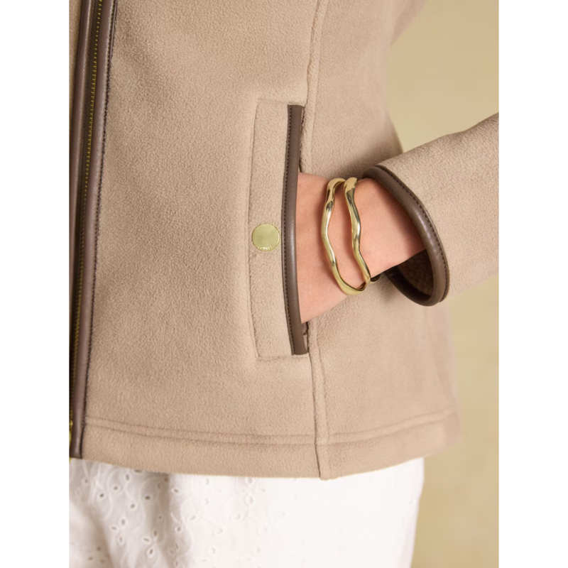 Joules Ladies Heritage Full Zip Fleece - Mink Brown-3