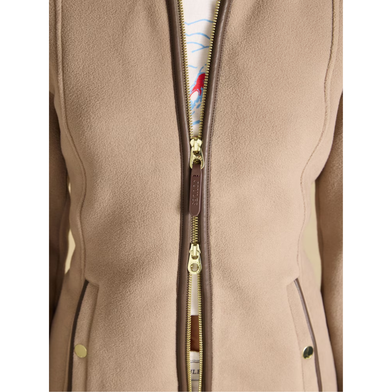 Joules Ladies Heritage Full Zip Fleece - Mink Brown-4
