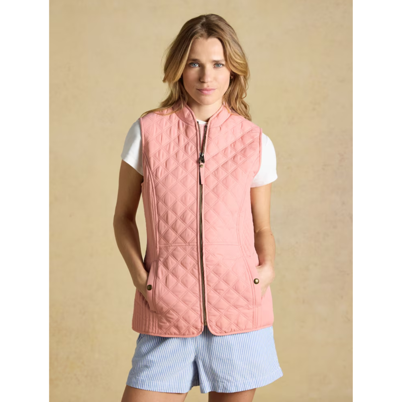 Joules Ladies Minx Showerproof Diamond Quilted Gilet - Pink-1