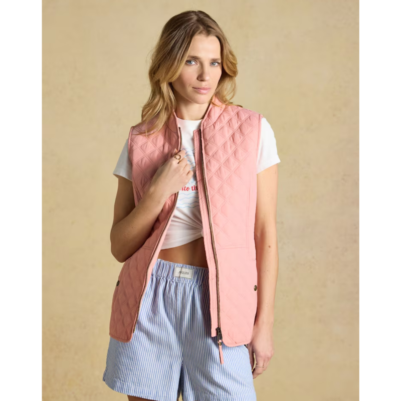 Joules Ladies Minx Showerproof Diamond Quilted Gilet - Pink-3