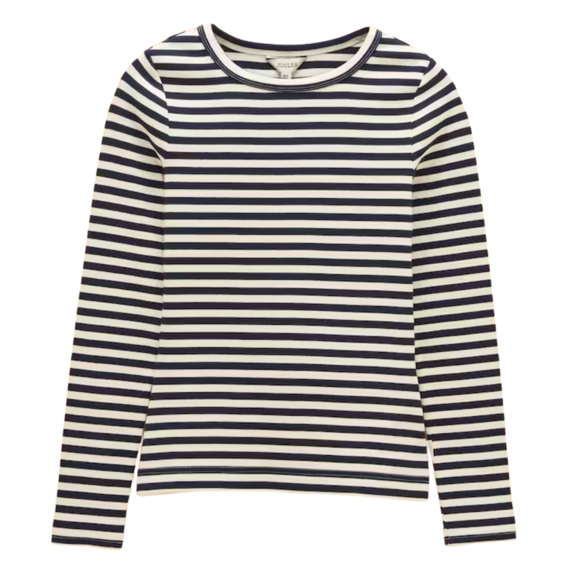 Joules Ladies Sophie Long Sleeve Ribbed T-Shirt - Navy Creme