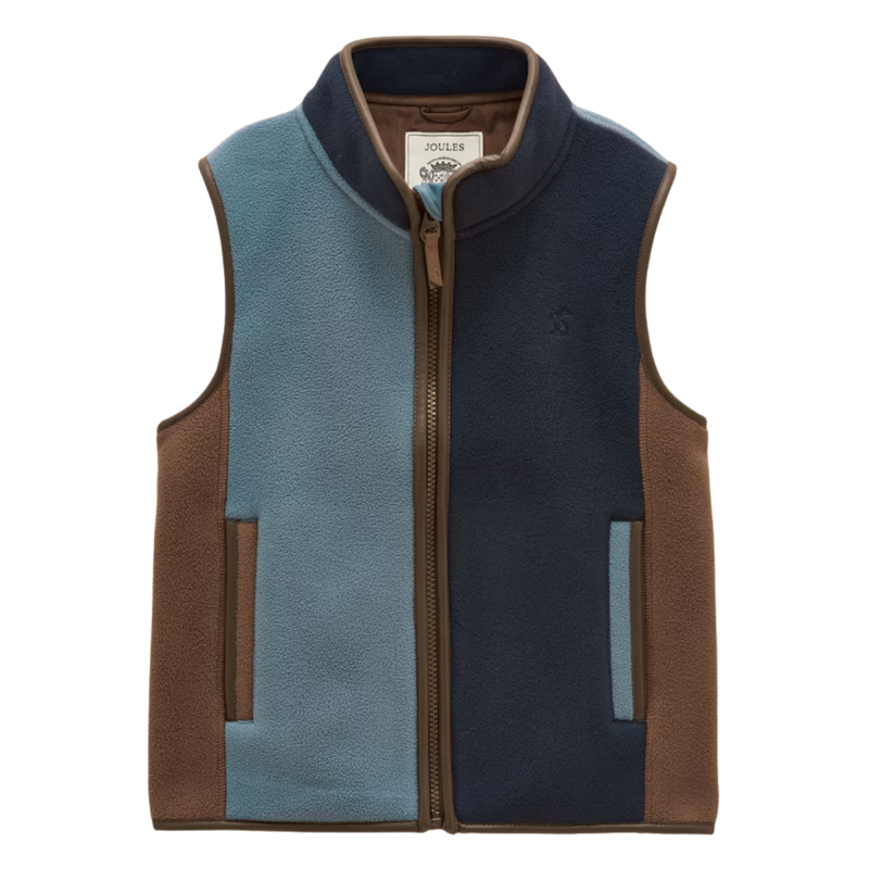 Joules Boys' Heritage Fleece Gilet - Navy/Blue Colourblock