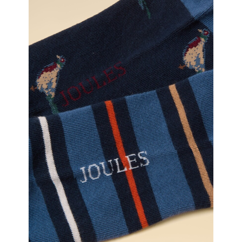 Joules Men's Kingsbury 2 Pack Socks - Navy Birds-2