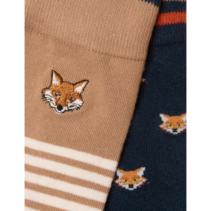Joules Men's Kingsbury 2 Pack Socks - Tan/Navy Fox-1
