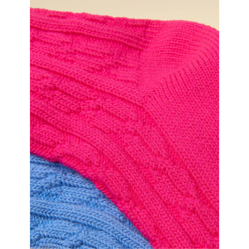 Joules Girls' Cable 2 Pack Socks - Pink/Blue-2