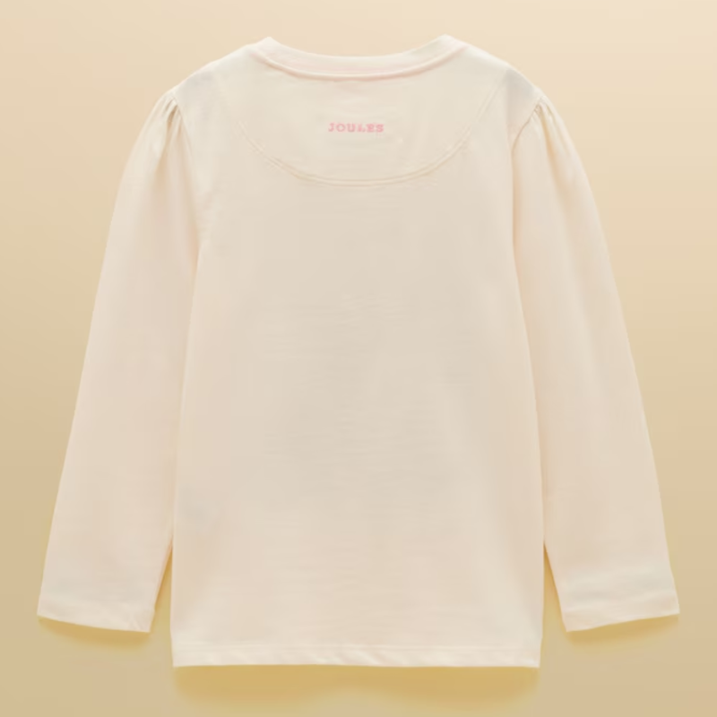 Joules Girls' Ava Applique Long Sleeve Top - Cream-1