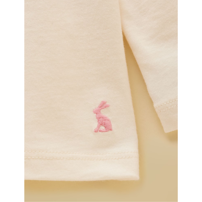 Joules Girls' Ava Applique Long Sleeve Top - Cream-4