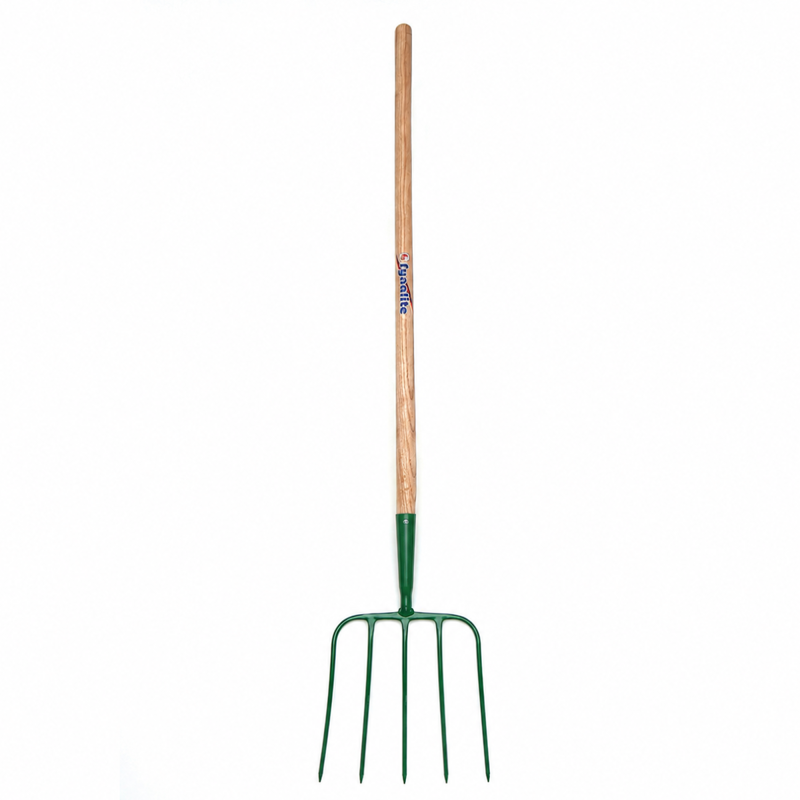 Fyna-Lite Ash Handle Manure Fork - Long Handle - 5 prong