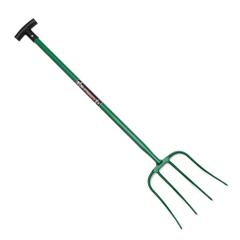 Fyna-Lite 4 prong Manure Fork - T Handle - Green