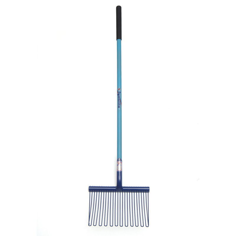 Fyna-Lite Pellet Master Stable Fork Long Hardwood Handle - Blue - 120cm