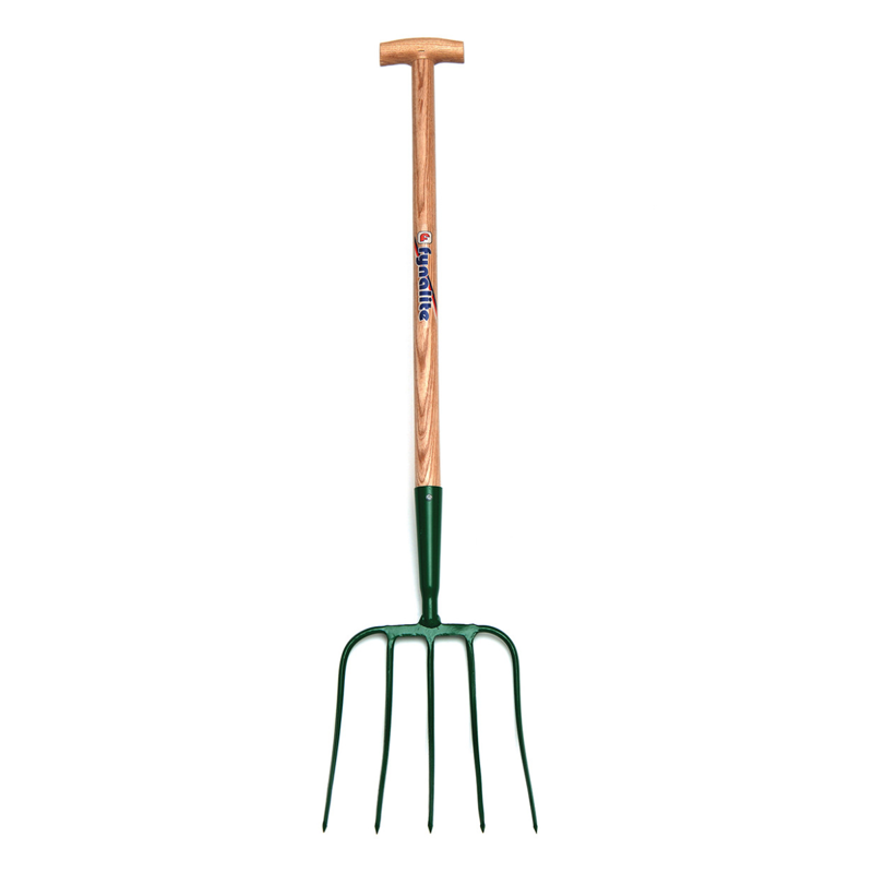 Fyna-Lite Ash T Handle 5 Prong Manure Fork - Green