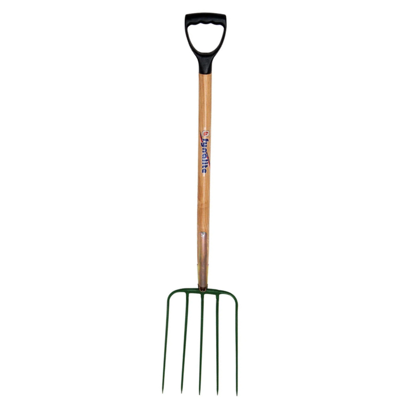 Fyna-Lite Ash D Handle 5 Prong Manure Fork - Green