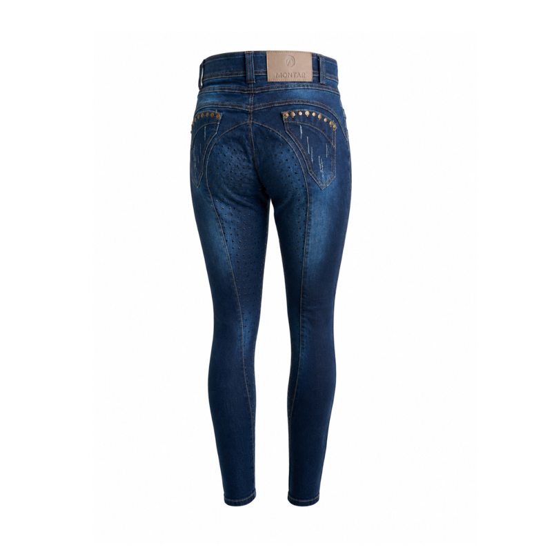 Montar Liz Denim Skulls Ladies Breeches - Navy-1