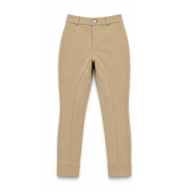 Shires Childrens Cotton Knitted Jodhpurs - Beige-2