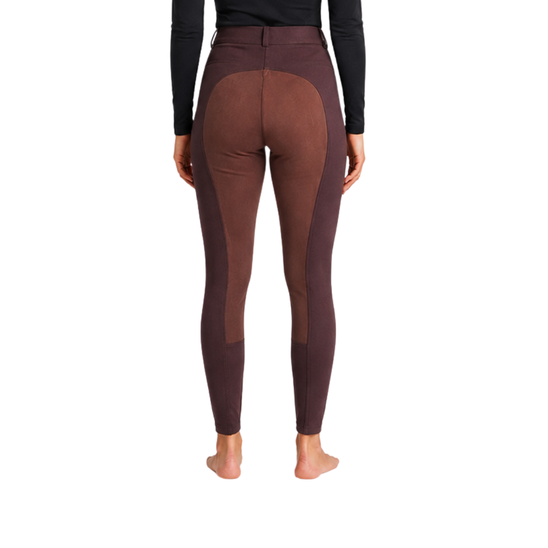 Shires Ladies Cotton Knitted Jodhpurs - Brown/Light Brown-1