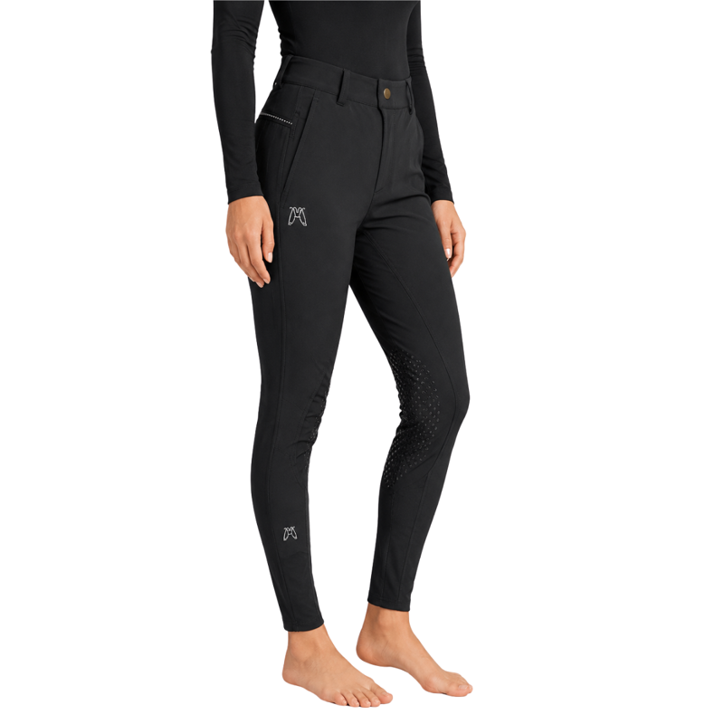 Montar Ladies Kneepatch Small Monogram Breeches - Black