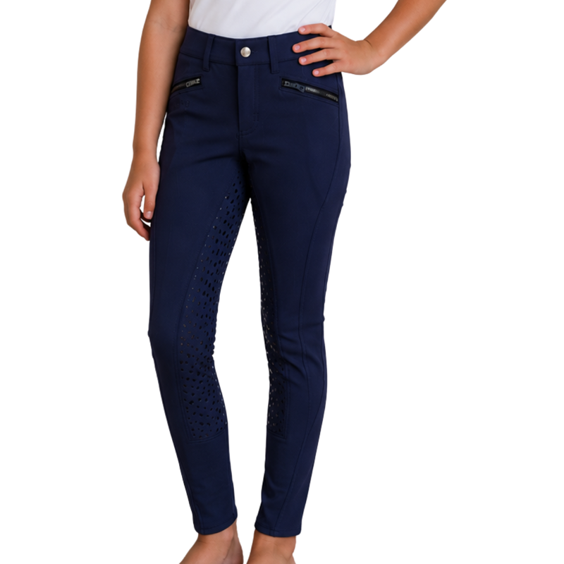 Montar Ann Kid's Sequin Full Silicone Seat Breeches - Navy