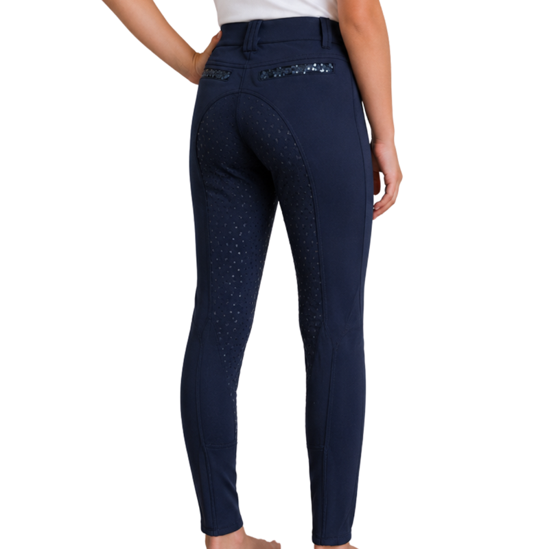 Montar Ann Kid's Sequin Full Silicone Seat Breeches - Navy-1