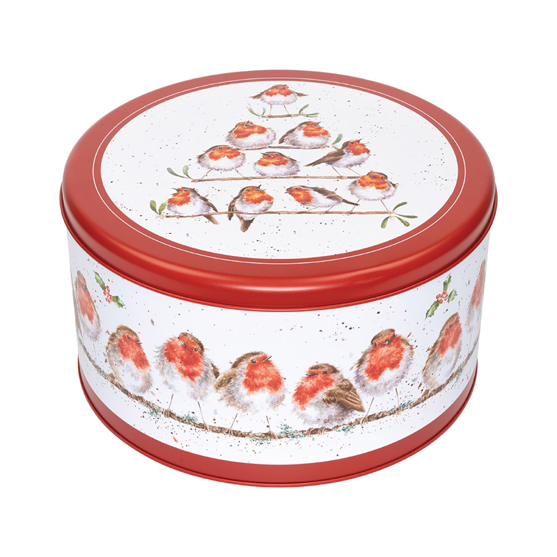 Wrendale Designs 'Rockin Robins' Robin Christmas Round Tin