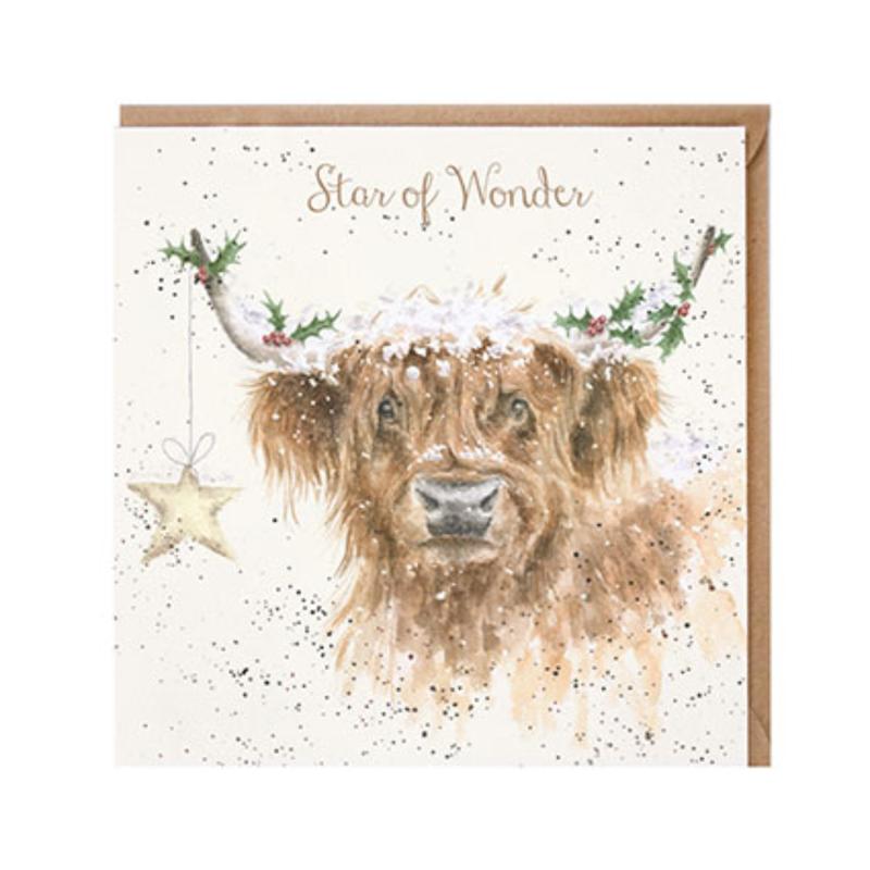 Wrendale Designs 'Highland Star' Christmas Card - Gold Foiled