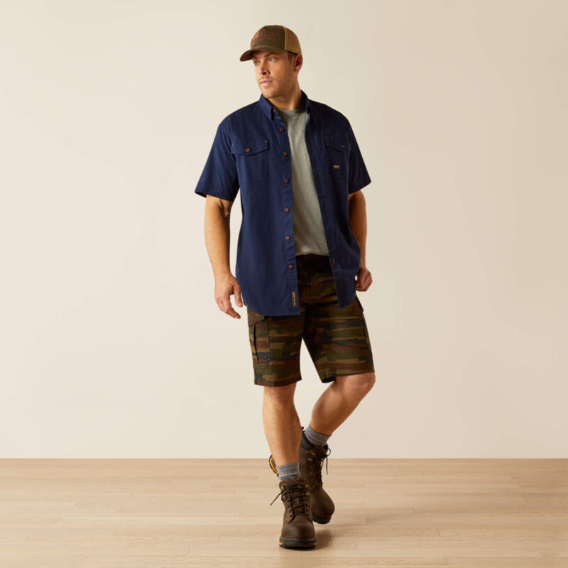 Ariat Men's Rebar Made Tough DuraStretch Work Shirt -  Navy-2