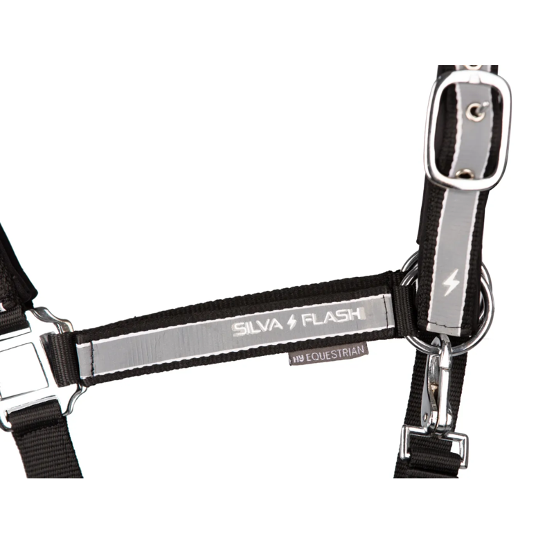Hy Equestrian Silva Flash Headcollar - Black/Reflective Silver-2