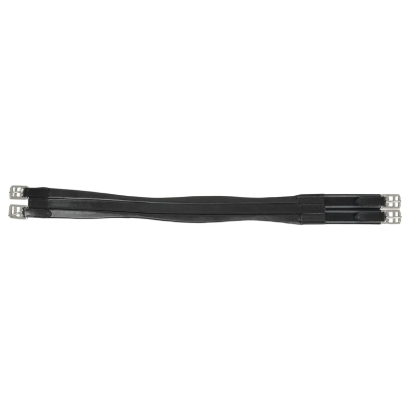 Hy Equestrian Leather Padded Atherstone Girth - Elasticated One End - Black-1