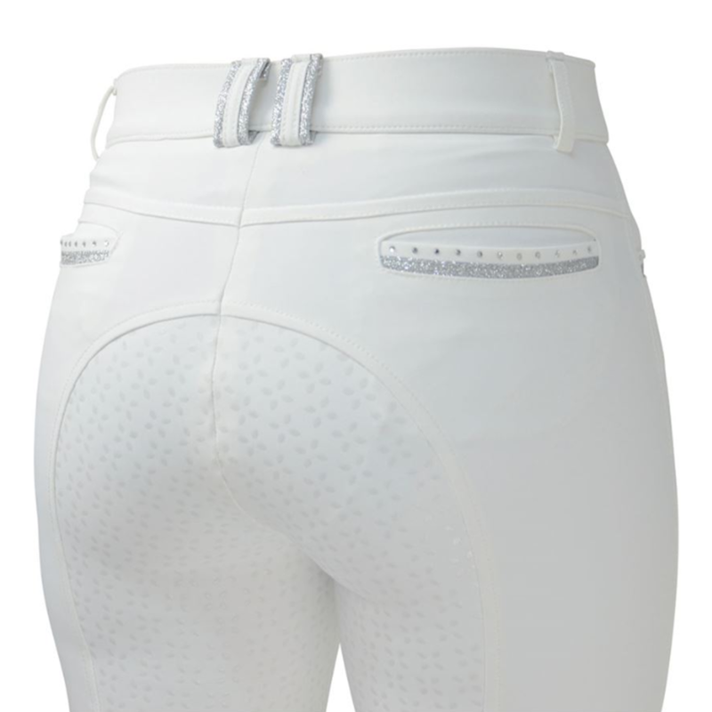 Hy Equestrian Ladies Roka Crystal Breeches - White/Silver Crystal-2