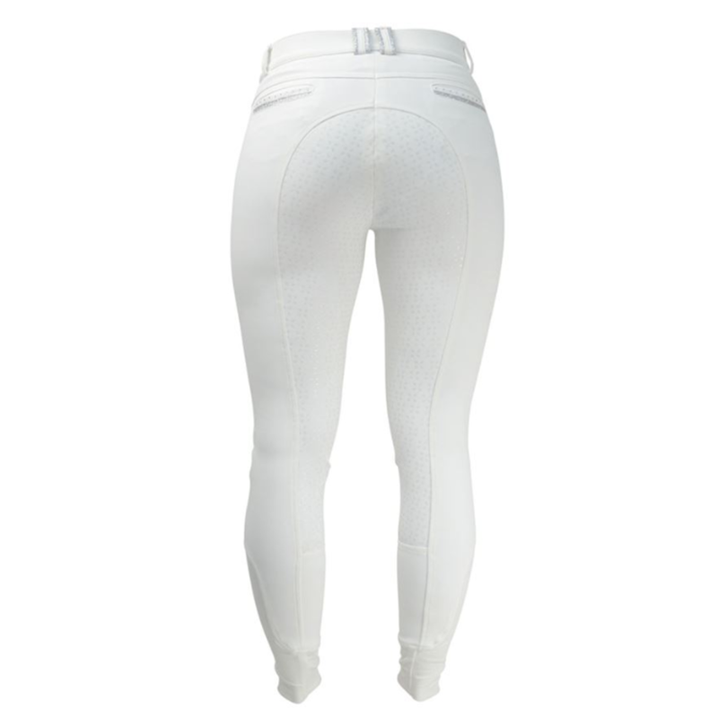 Hy Equestrian Ladies Roka Crystal Breeches - White/Silver Crystal-3