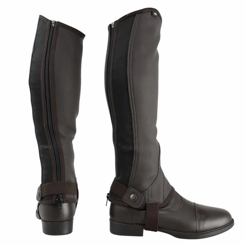 Hy Equestrian Children's Synthetic Combi Leather Chaps - Brown