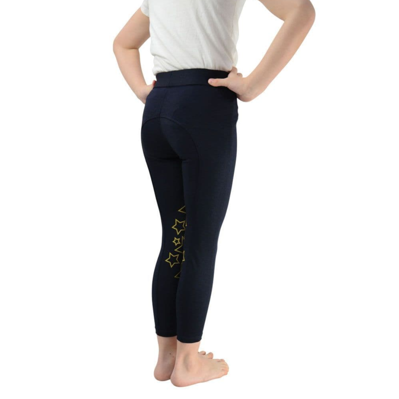 Hy Equestrian Stella Children's Riding Tights - Navy/Yellow-1