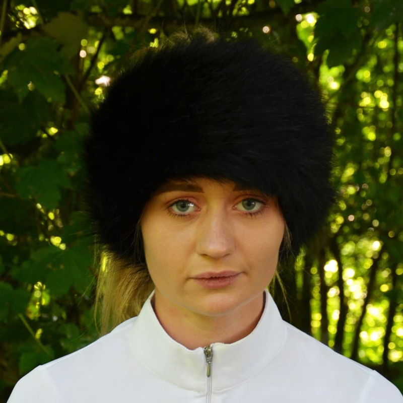 Hy Equestrian Idaho Fleece Lined Faux Fur Headband - Black-1