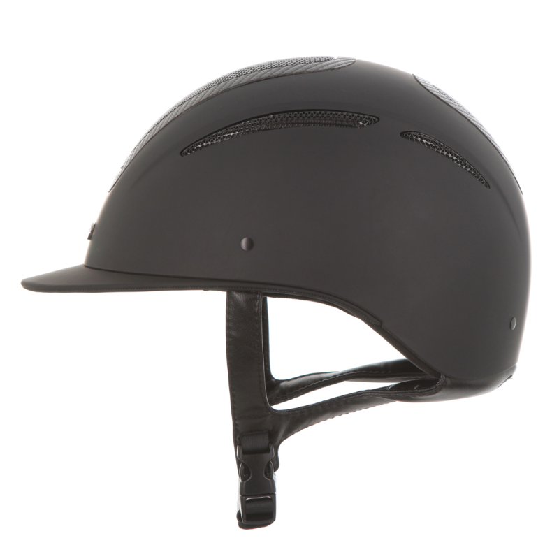 Evoke Elara Classic Peak Riding Hat - Black/Carbon Frame-2